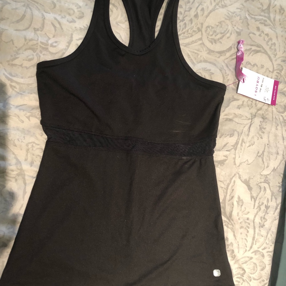 NWT Soybu black workout tank with mesh detail